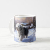 Old English Sheepdog lässt es schlafen Weihnachten Kaffeetasse (Vorderseite Links)