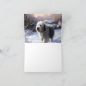 Old English Sheepdog lässt es schlafen Weihnachten Karte (Innenseite)