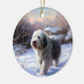 Old English Sheepdog lässt es schlafen Weihnachten Keramik Ornament (Links)