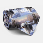 Old English Sheepdog lässt es schlafen Weihnachten Krawatte (Gerollt)