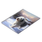 Old English Sheepdog lässt es schlafen Weihnachten Notizblock (Linke Seite)