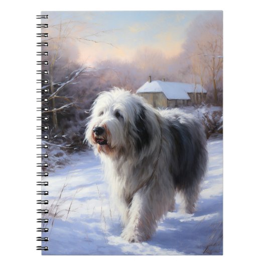 Old English Sheepdog lässt es schlafen Weihnachten Notizblock (Vorderseite)
