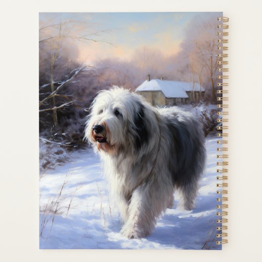 Old English Sheepdog lässt es schlafen Weihnachten Planer (Rückseite)