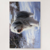 Old English Sheepdog lässt es schlafen Weihnachten Puzzle (Vertikal)