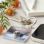 Old English Sheepdog lässt es schlafen Weihnachten Schlüsselanhänger (Vorderseite rechts)