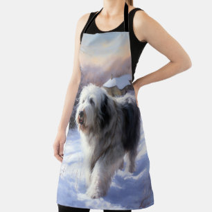 Old English Sheepdog lässt es schlafen Weihnachten Schürze