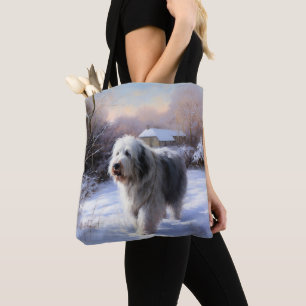 Old English Sheepdog lässt es schlafen Weihnachten Tasche