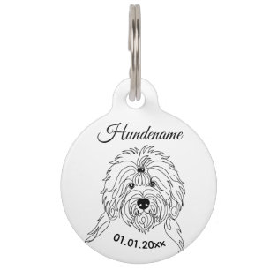 Old English Sheepdog Line Art Personalized Tag Haustiermarke
