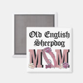 Old English Sheepdog MAMA Magnet (Vorderseite/Rückseite)