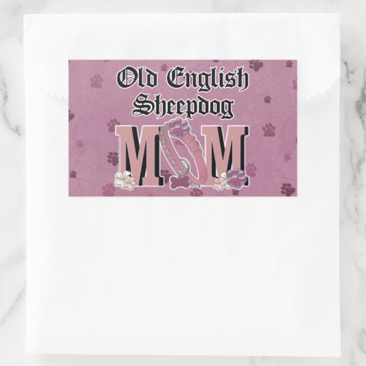 Old English Sheepdog MAMA Rechteckiger Aufkleber (Tasche)