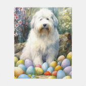 Old English Sheepdog mit Ostereiern Urlaub Fleecedecke (Vorderseite)