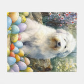Old English Sheepdog mit Ostereiern Urlaub Fleecedecke (Vorderseite (Horizontal))
