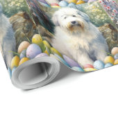 Old English Sheepdog mit Ostereiern Urlaub Geschenkpapier (Rolleneckpunkt)
