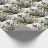 Old English Sheepdog mit Ostereiern Urlaub Geschenkpapier (Ecke)
