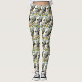 Old English Sheepdog mit Ostereiern Urlaub Leggings (Vorderseite)