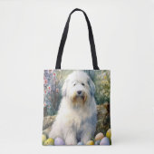Old English Sheepdog mit Ostereiern Urlaub Tasche (Vorderseite)