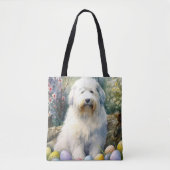 Old English Sheepdog mit Ostereiern Urlaub Tasche (Vorderseite)