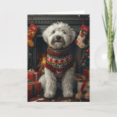 Old English Sheepdog mit Weihnachtsgeschenk Kamin Karte (Vorderseite)