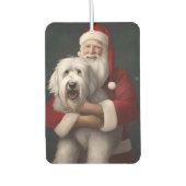 Old English Sheepdog mit Weihnachtsmann feierlich Autolufterfrischer (Vorderseite)