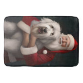 Old English Sheepdog mit Weihnachtsmann feierlich Badematte (Vorderseite)