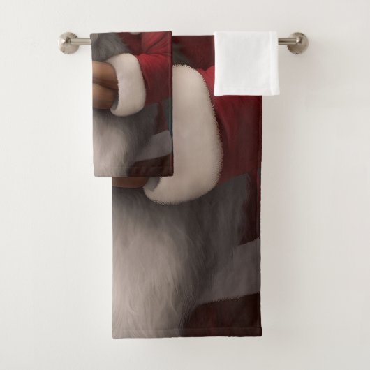 Old English Sheepdog mit Weihnachtsmann feierlich Badhandtuch Set (Insitu)