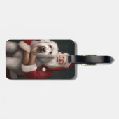 Old English Sheepdog mit Weihnachtsmann feierlich Gepäckanhänger (Rückseite horizontal)