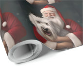 Old English Sheepdog mit Weihnachtsmann feierlich Geschenkpapier (Rolleneckpunkt)
