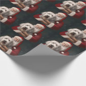 Old English Sheepdog mit Weihnachtsmann feierlich Geschenkpapier (Ecke)