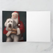 Old English Sheepdog mit Weihnachtsmann feierlich Karte (Innenseite)