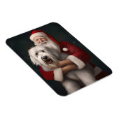 Old English Sheepdog mit Weihnachtsmann feierlich Magnet (Rechte Seite)