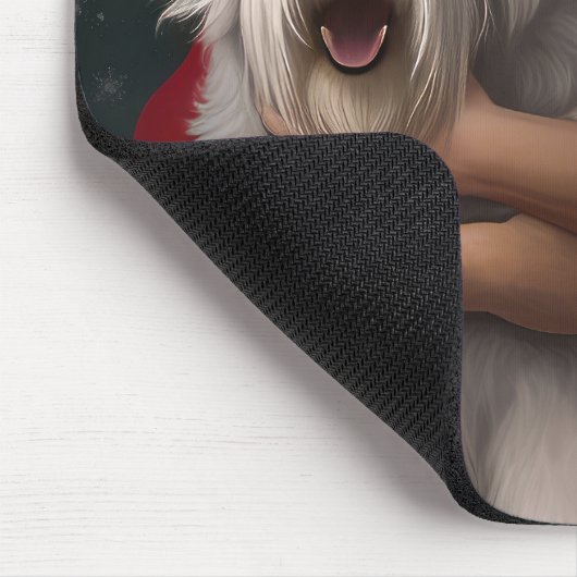 Old English Sheepdog mit Weihnachtsmann feierlich Mousepad (Ecke)