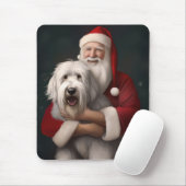 Old English Sheepdog mit Weihnachtsmann feierlich Mousepad (Mit Mouse)