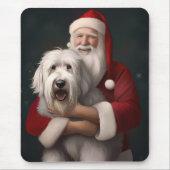 Old English Sheepdog mit Weihnachtsmann feierlich Mousepad (Vorne)