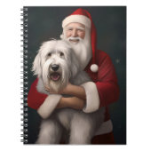 Old English Sheepdog mit Weihnachtsmann feierlich Notizblock (Vorderseite)