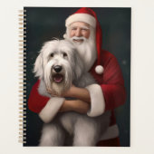 Old English Sheepdog mit Weihnachtsmann feierlich Planer (Vorderseite)