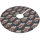 Old English Sheepdog mit Weihnachtsmann feierlich Polyester Weihnachtsbaumdecke (Schrägansicht)