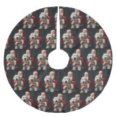 Old English Sheepdog mit Weihnachtsmann feierlich Polyester Weihnachtsbaumdecke (Vorderseite)