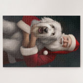 Old English Sheepdog mit Weihnachtsmann feierlich Puzzle (Horizontal)