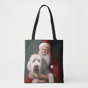 Old English Sheepdog mit Weihnachtsmann feierlich Tasche