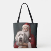 Old English Sheepdog mit Weihnachtsmann feierlich Tasche (Rückseite)