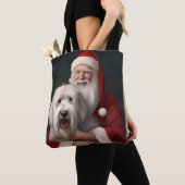 Old English Sheepdog mit Weihnachtsmann feierlich Tasche (Von Nahem)