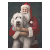 Old English Sheepdog mit Weihnachtsmann feierlich Tischdecke (Vorderseite)