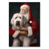 Old English Sheepdog mit Weihnachtsmann feierlich Tischnummer (Rückseite)