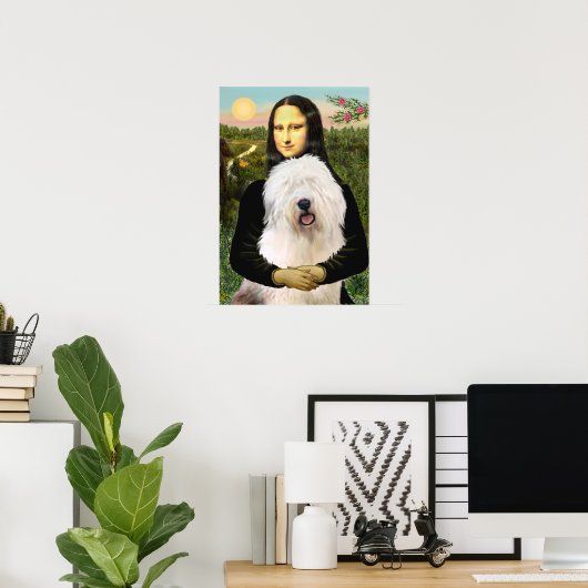 Old English Sheepdog - Mona Lisa Poster (Heimbüro)