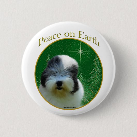 Old English Sheepdog Peace Button (Vorderseite)