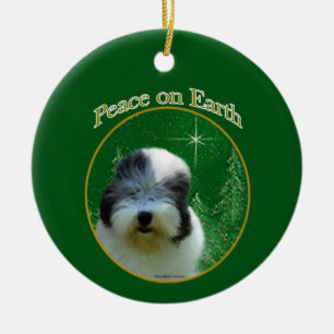 Old English Sheepdog Peace Keramik Ornament