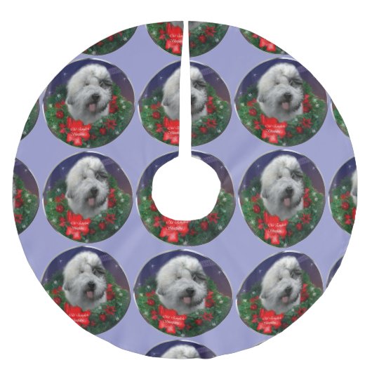 Old English Sheepdog Polyester Weihnachtsbaumdecke (Vorderseite)