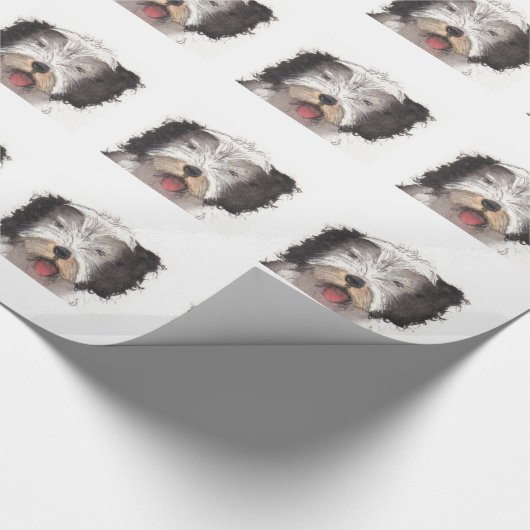 Old English Sheepdog Puppy Geschenkpapier (Ecke)