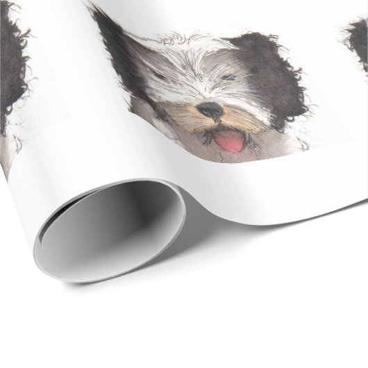Old English Sheepdog Puppy Geschenkpapier (Rolleneckpunkt)