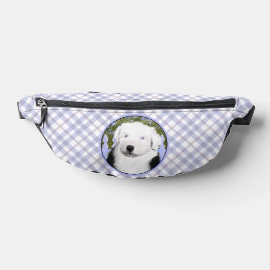 Old English Sheepdog Puppy Painting Dog Art Bauchtasche (Ablage )